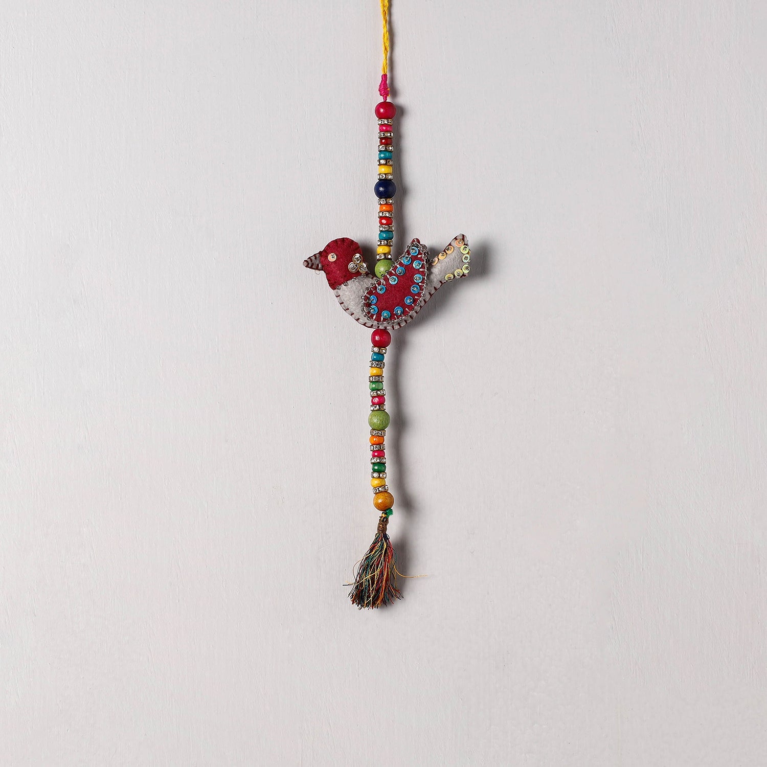 Bird - Handmade Felt & Beadwork Wall Hanging