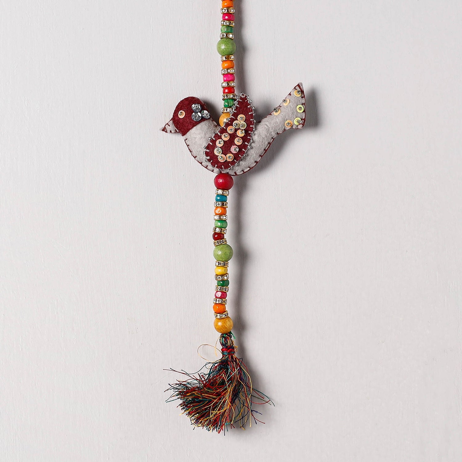 Bird - Handmade Felt & Beadwork Wall Hanging