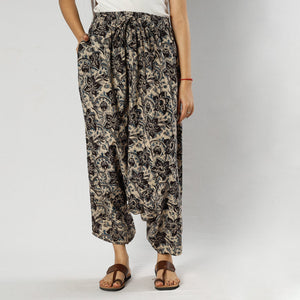 Beige - Pedana Kalamkari Block Print Cotton Harem Pant