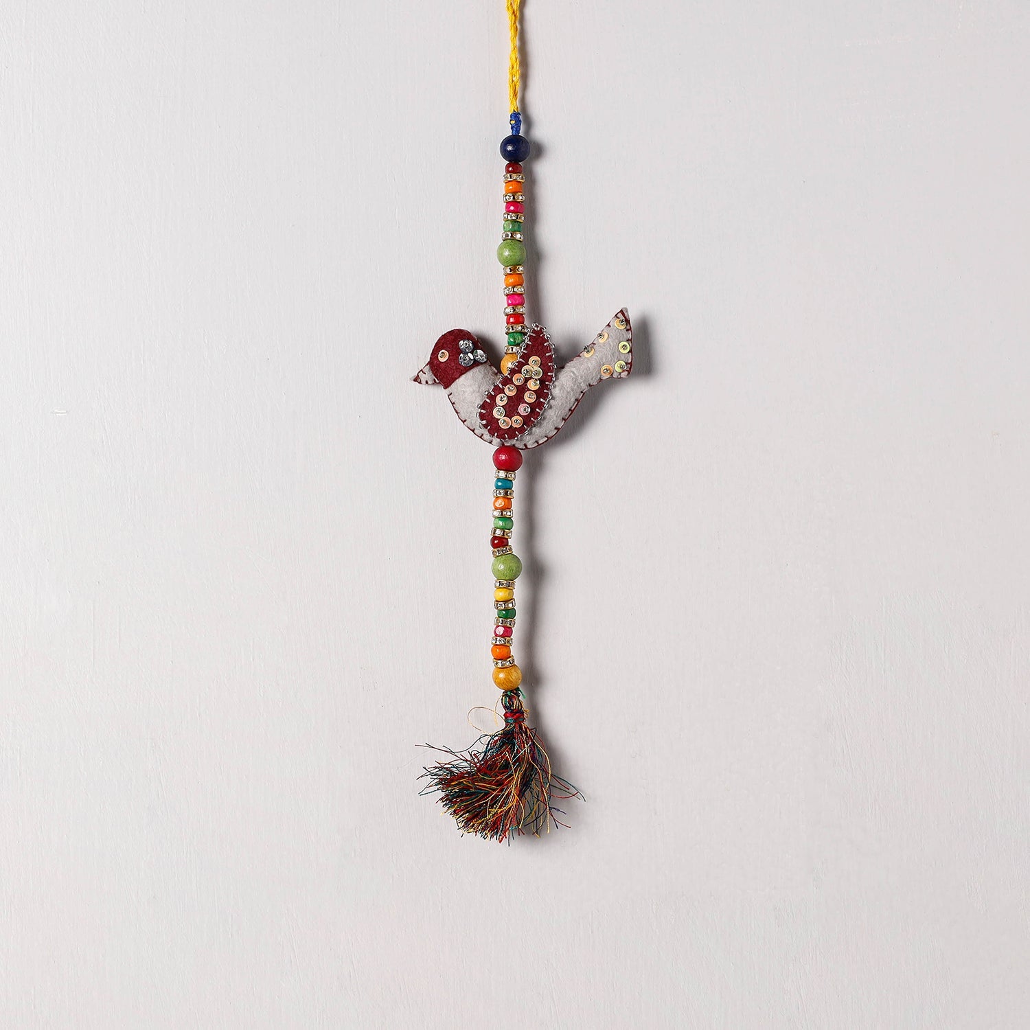 Bird - Handmade Felt & Beadwork Wall Hanging