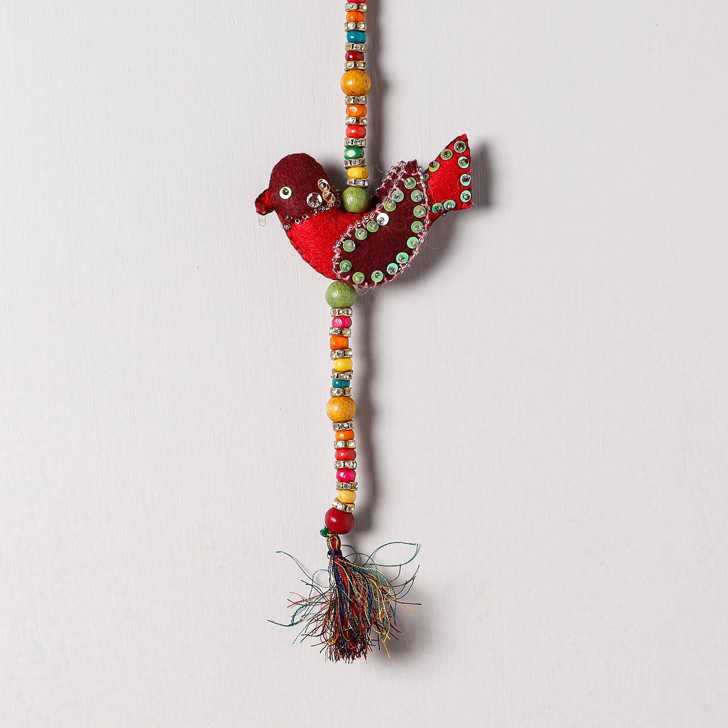 Bird - Handmade Felt & Beadwork Wall Hanging