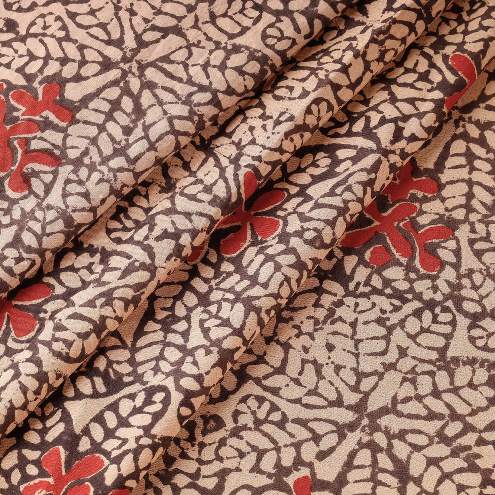 Beige - Bindaas Block Printed Natural Dyed Cotton Fabric