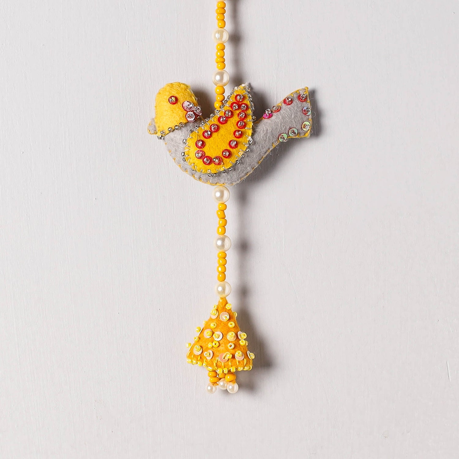 Bird - Handmade Felt & Beadwork Wall Hanging