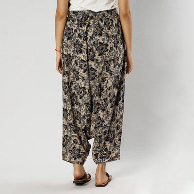 Beige - Pedana Kalamkari Block Print Cotton Harem Pant