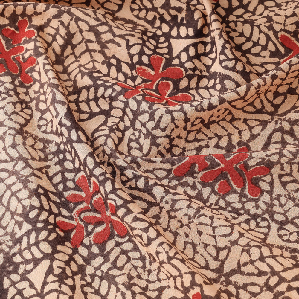 Beige - Bindaas Block Printed Natural Dyed Cotton Fabric