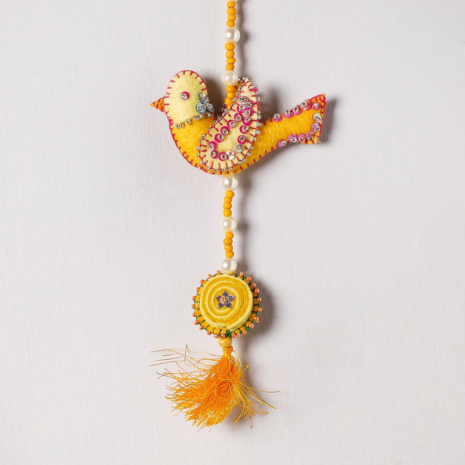 Bird - Handmade Felt & Beadwork Wall Hanging
