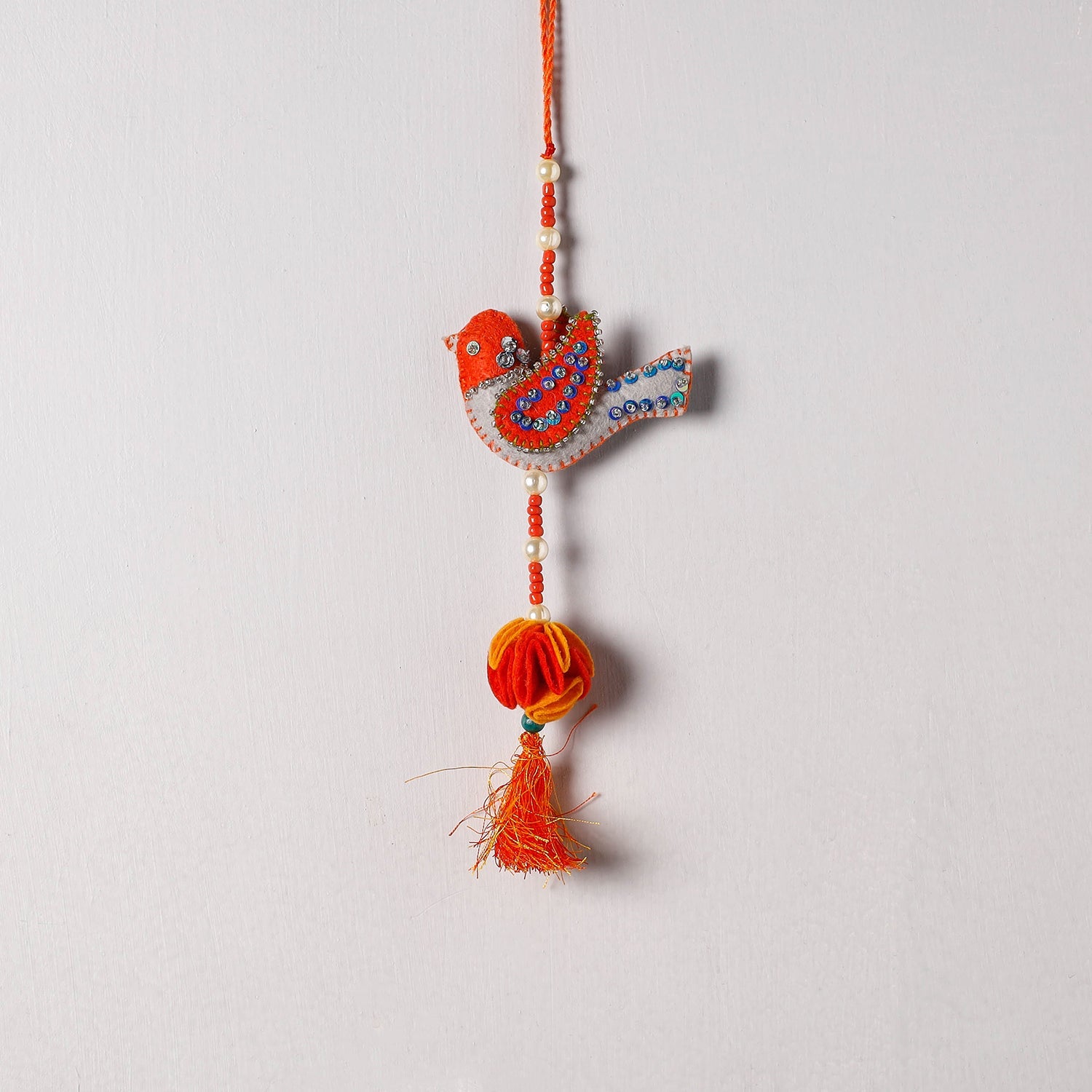 Bird - Handmade Felt & Beadwork Wall Hanging