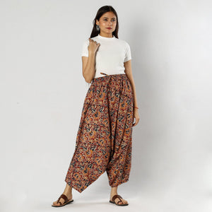 Red - Pedana Kalamkari Block Print Cotton Harem Pant (Free Size)