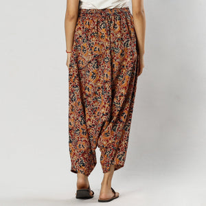 Red - Pedana Kalamkari Block Print Cotton Harem Pant (Free Size)