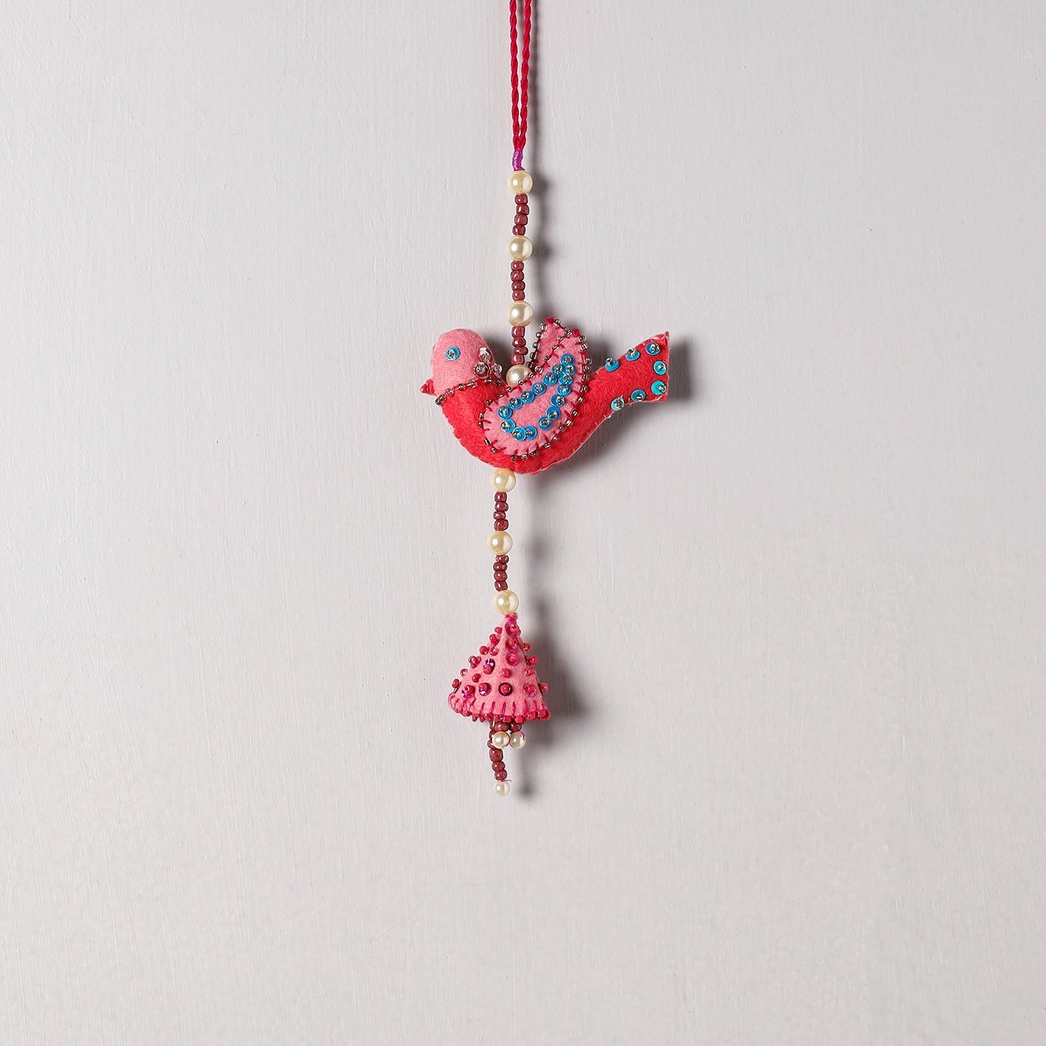Bird - Handmade Felt & Beadwork Wall Hanging