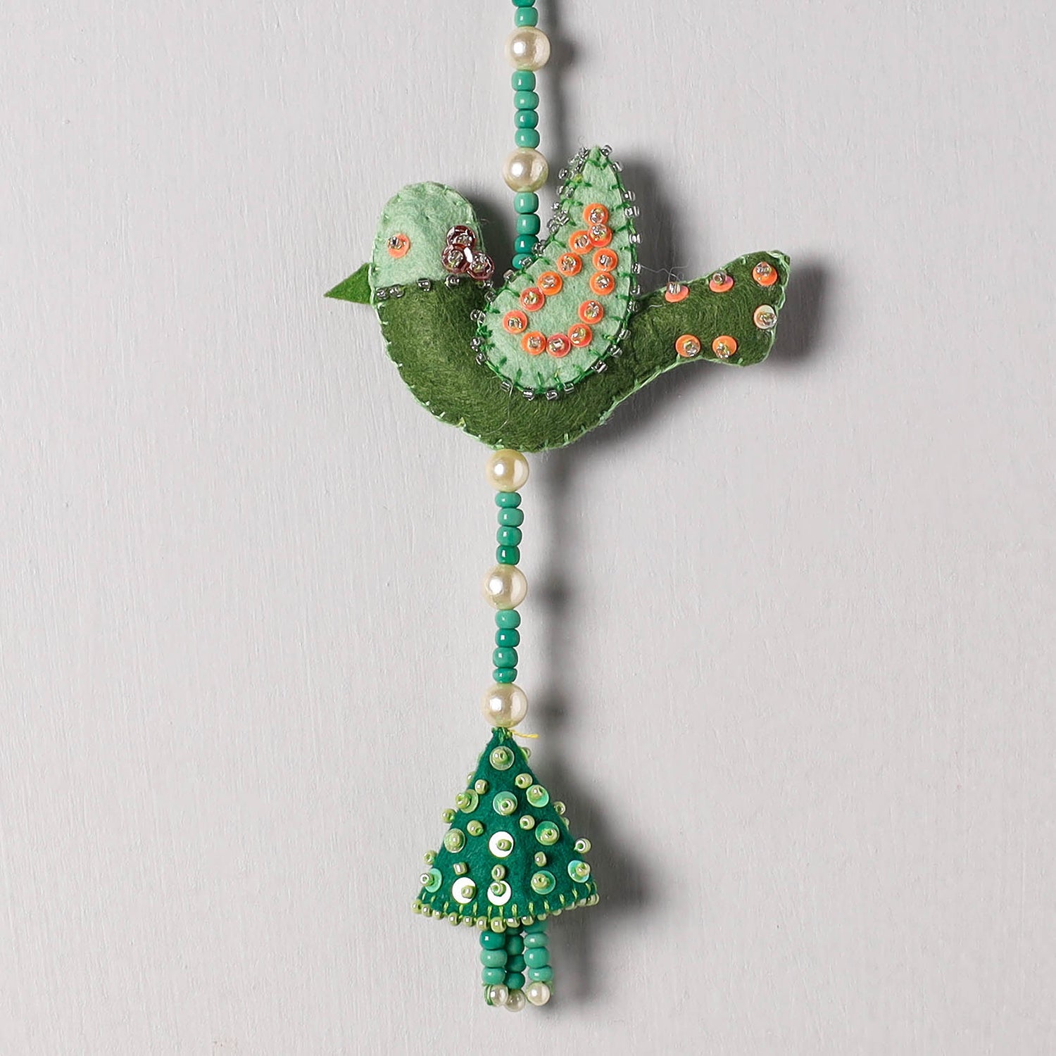 Bird - Handmade Felt & Beadwork Wall Hanging