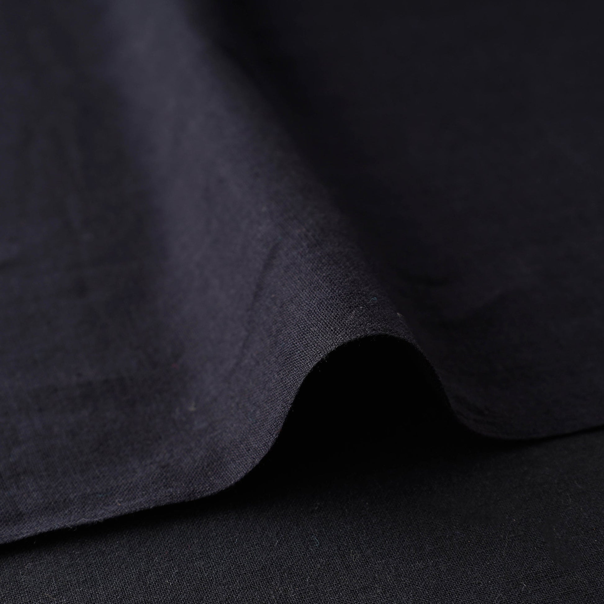 Black - Baragaon Pre Washed Handloom Plain Cotton Fabric