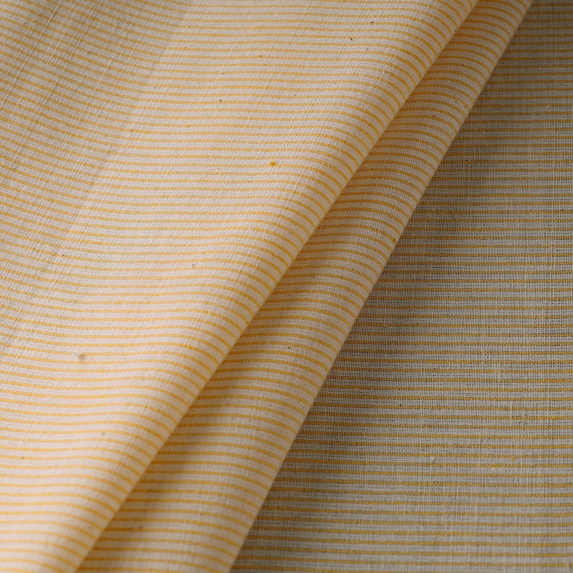 Beige - Baragaon Pre Washed Handloom Striped Cotton Fabric