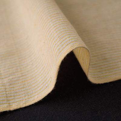 Beige - Baragaon Pre Washed Handloom Striped Cotton Fabric