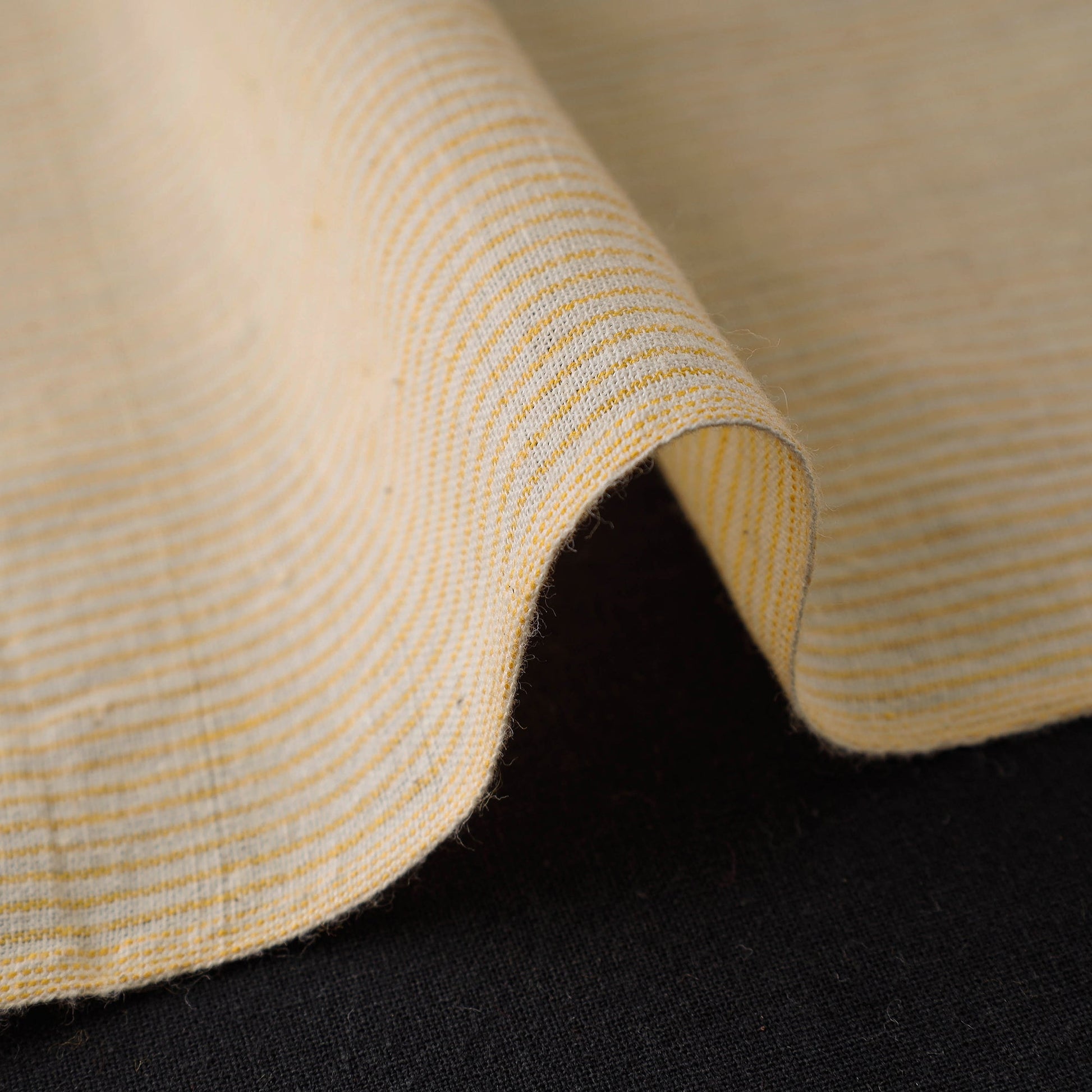 Beige - Baragaon Pre Washed Handloom Striped Cotton Fabric