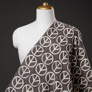 Brown - Peace कबूतर Wala - Bindaas Block Printed Natural Dyed Cotton Fabric