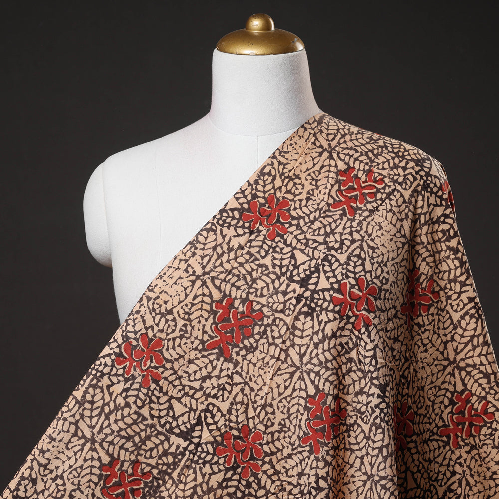 Beige - Bindaas Block Printed Natural Dyed Cotton Fabric