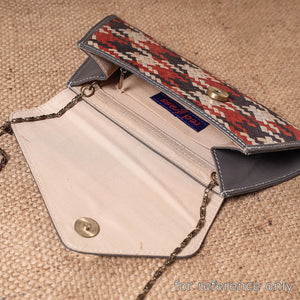Beige - Sitalpati शीतल पाटी Grass Handwoven Sling Bag with Leather Flap