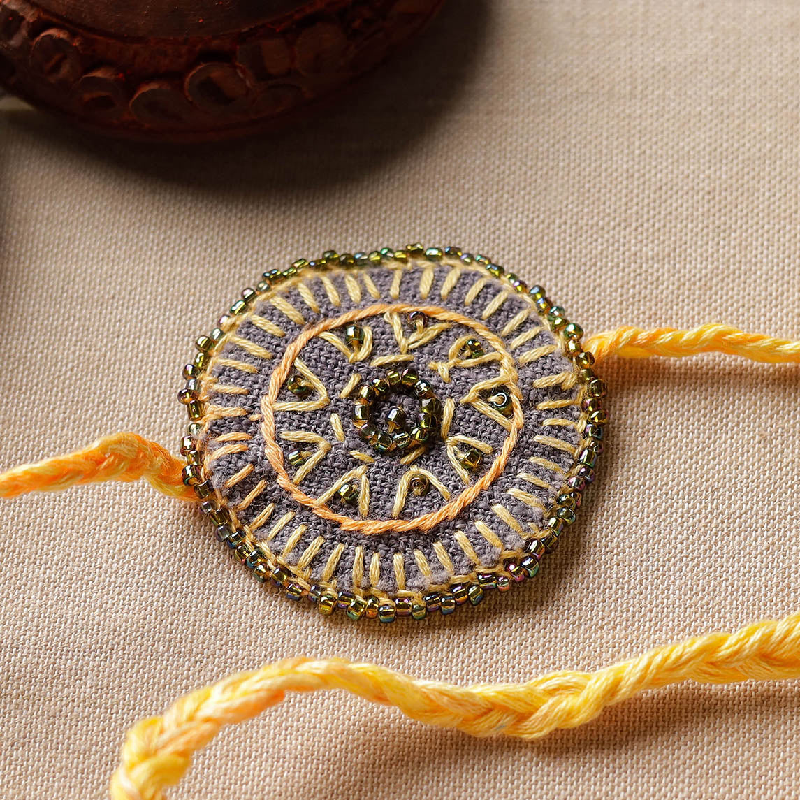 Beads & Thread Embroidered Reusable Rakhi by Neeli Titlee 68