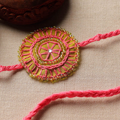 Beads & Thread Embroidered Reusable Rakhi by Neeli Titlee
