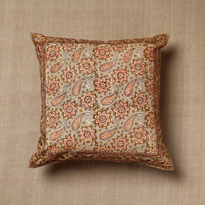Beige - Original Pedana Block Print Cotton Kalamkari Cushion Cover