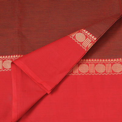 Brown - Kanchipuram Cotton Fabric with Thread Border