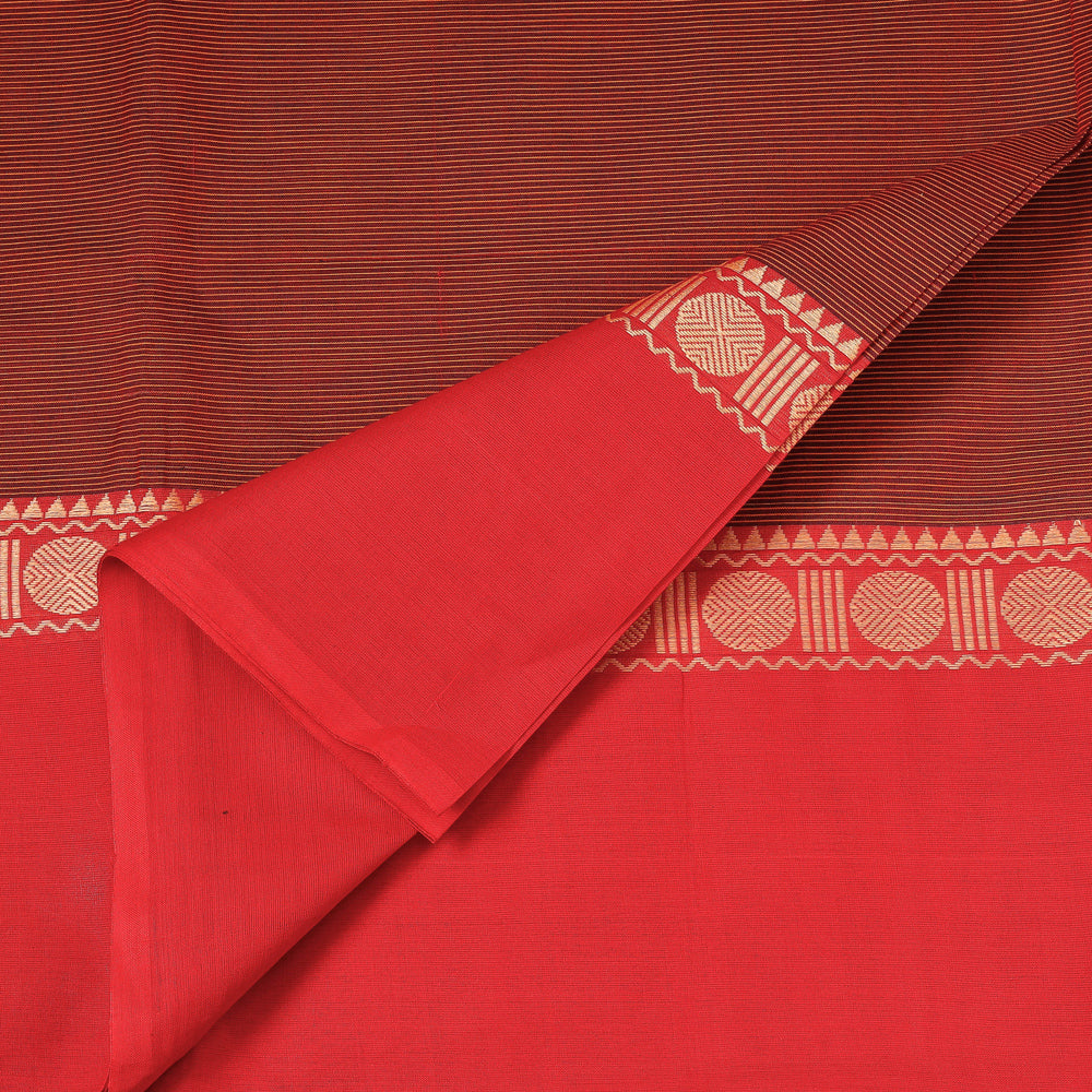 Brown - Kanchipuram Cotton Fabric with Thread Border