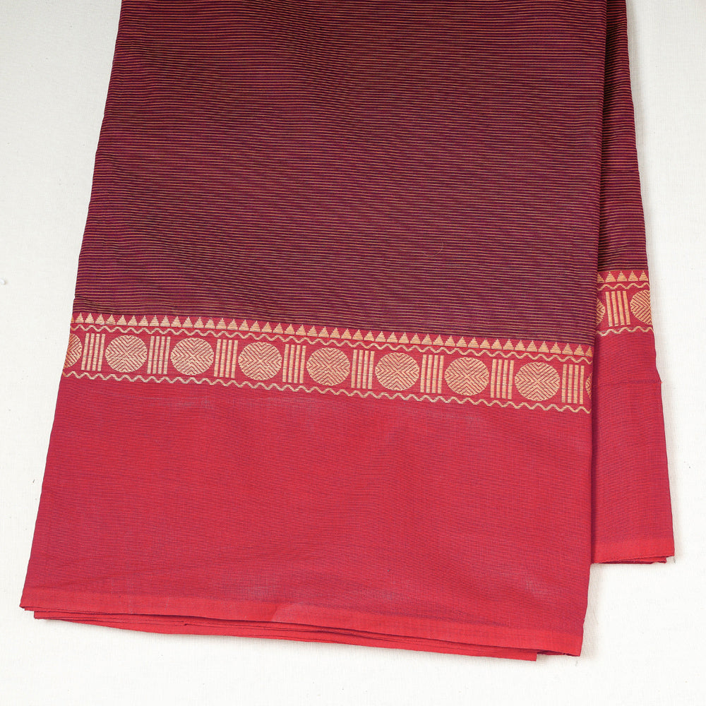 Brown - Kanchipuram Cotton Fabric with Thread Border