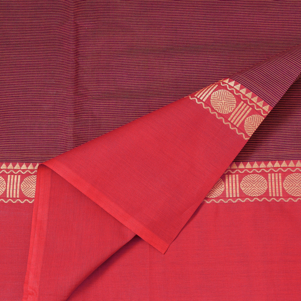 Brown - Kanchipuram Cotton Fabric with Thread Border