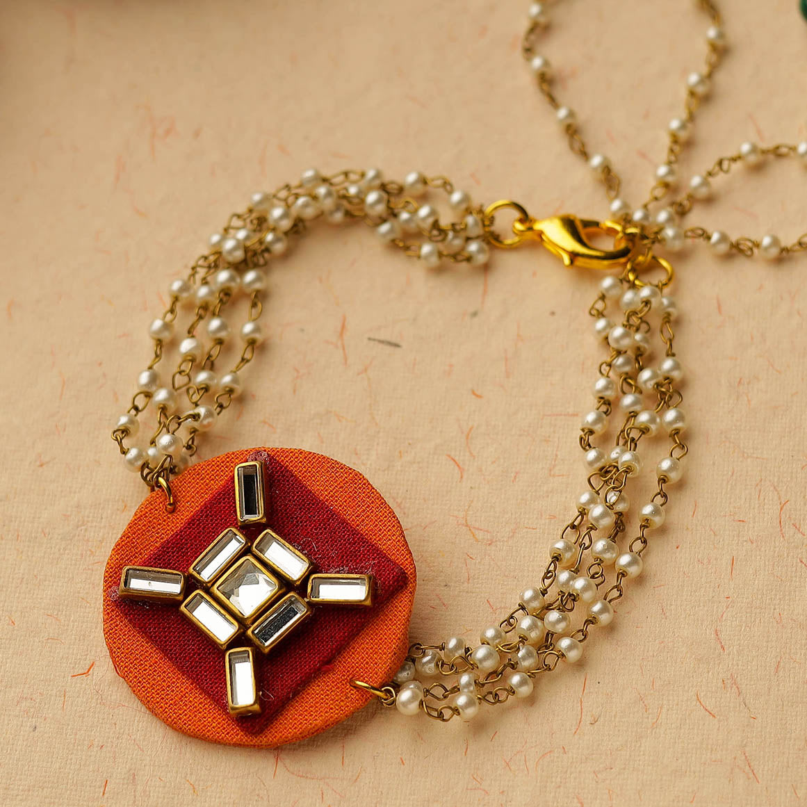 Bead & Kundan Work Fabric Rakhi by Abira Creations 103