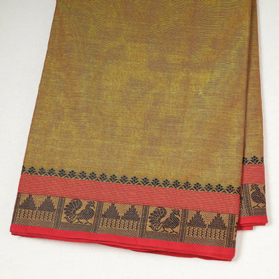 Brown - Kanchipuram Cotton Fabric with Thread Border