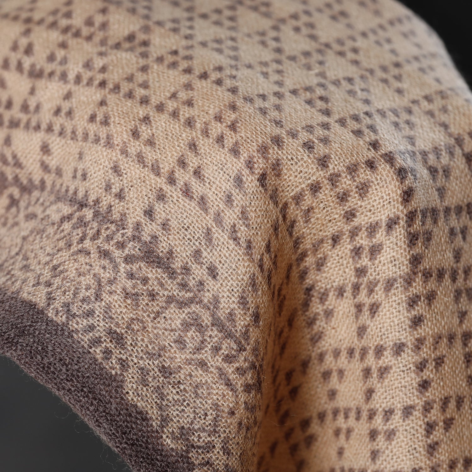 Beige - Bagh Block Printed Natural Dyed Woolen Muffler (61 in)