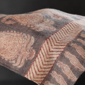 Beige - Bagh Block Printed Natural Dyed Woolen Muffler (61 in)