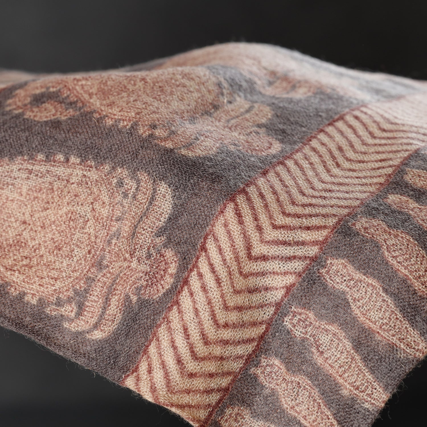 Beige - Bagh Block Printed Natural Dyed Woolen Muffler (61 in)