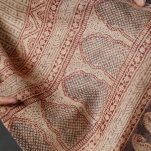 Beige - Bagh Block Printed Natural Dyed Woolen Muffler (61 in)