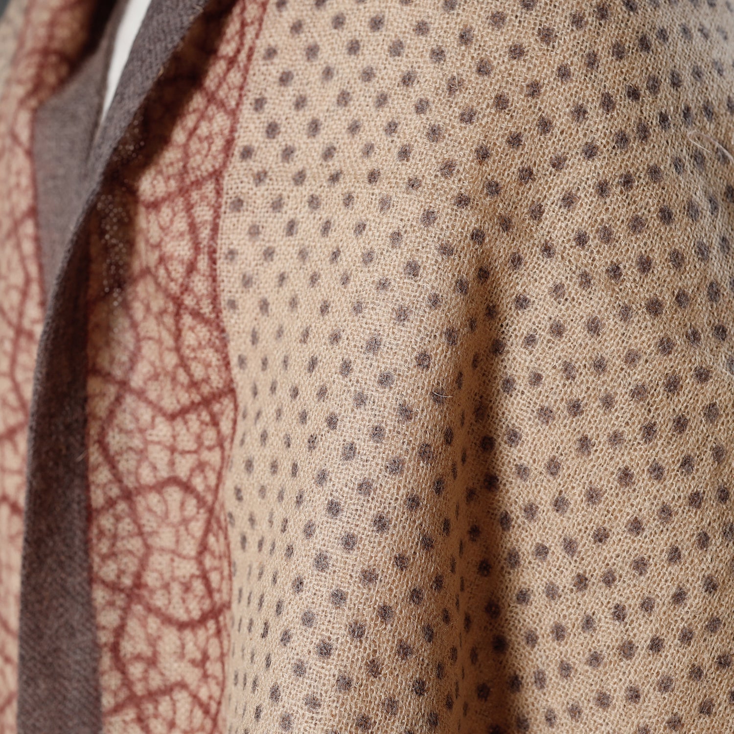 Beige - Bagh Block Printed Natural Dyed Woolen Muffler (61 in)