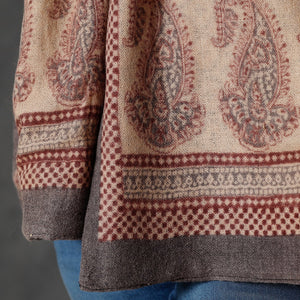 Brown - Bagh Block Printed Natural Dyed Woolen Muffler (61 in)