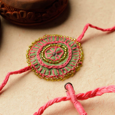 Beads & Thread Embroidered Reusable Rakhi by Neeli Titlee 67