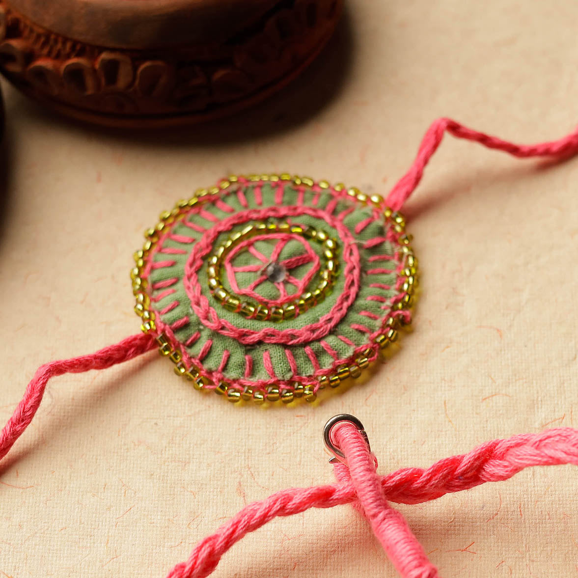 Beads & Thread Embroidered Reusable Rakhi by Neeli Titlee 67