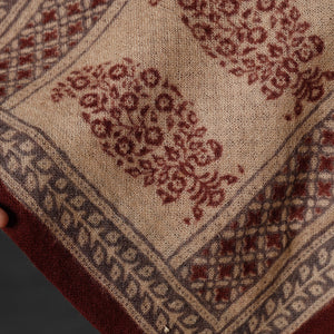 Brown - Bagh Block Printed Natural Dyed Woolen Muffler (61 in)