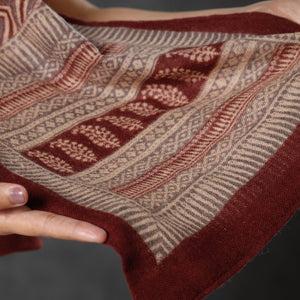Brown - Bagh Block Printed Natural Dyed Woolen Muffler (61 in)
