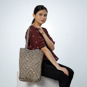 Brown - Handcrafted Quilted Bagru Block Printed Shoulder Bag
