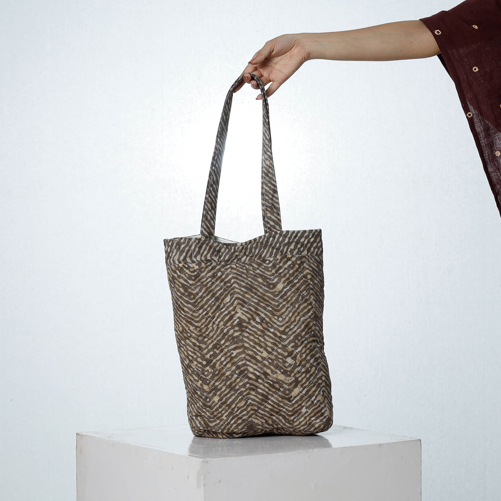 Brown - Handcrafted Quilted Bagru Block Printed Shoulder Bag