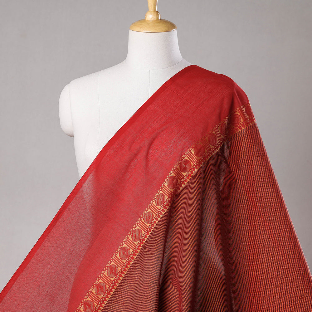 Brown - Kanchipuram Cotton Fabric with Thread Border