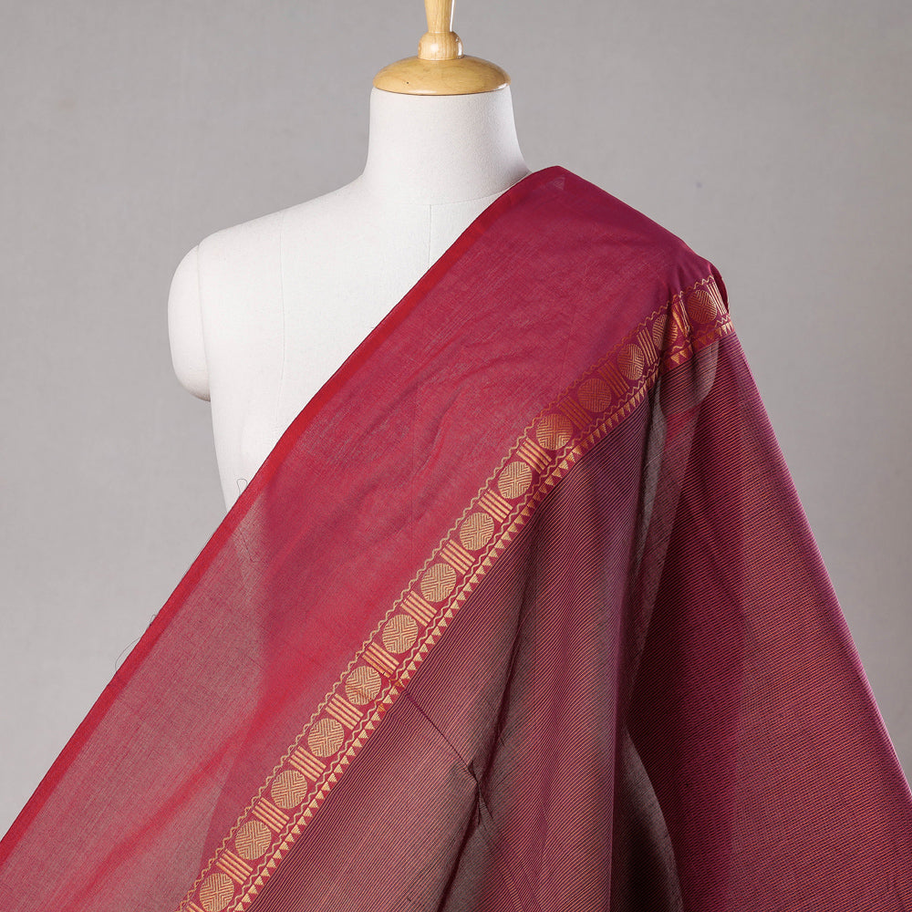 Brown - Kanchipuram Cotton Fabric with Thread Border