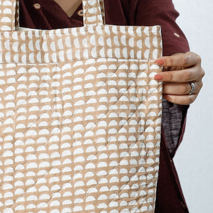 Brown - Handcrafted Quilted Bagru Block Printed Shoulder Bag