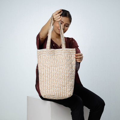 Brown - Handcrafted Quilted Bagru Block Printed Shoulder Bag