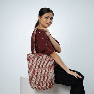 Brown - Handcrafted Quilted Bagru Block Printed Shoulder Bag
