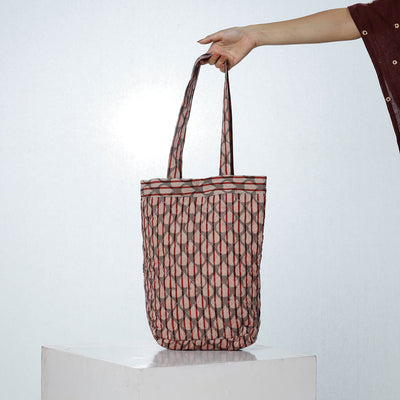 Brown - Handcrafted Quilted Bagru Block Printed Shoulder Bag