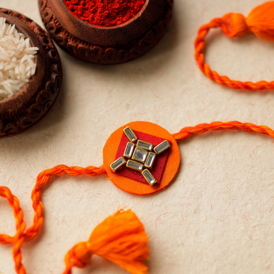 Bead & Kundan Work Fabric Rakhi by Abira Creations 01